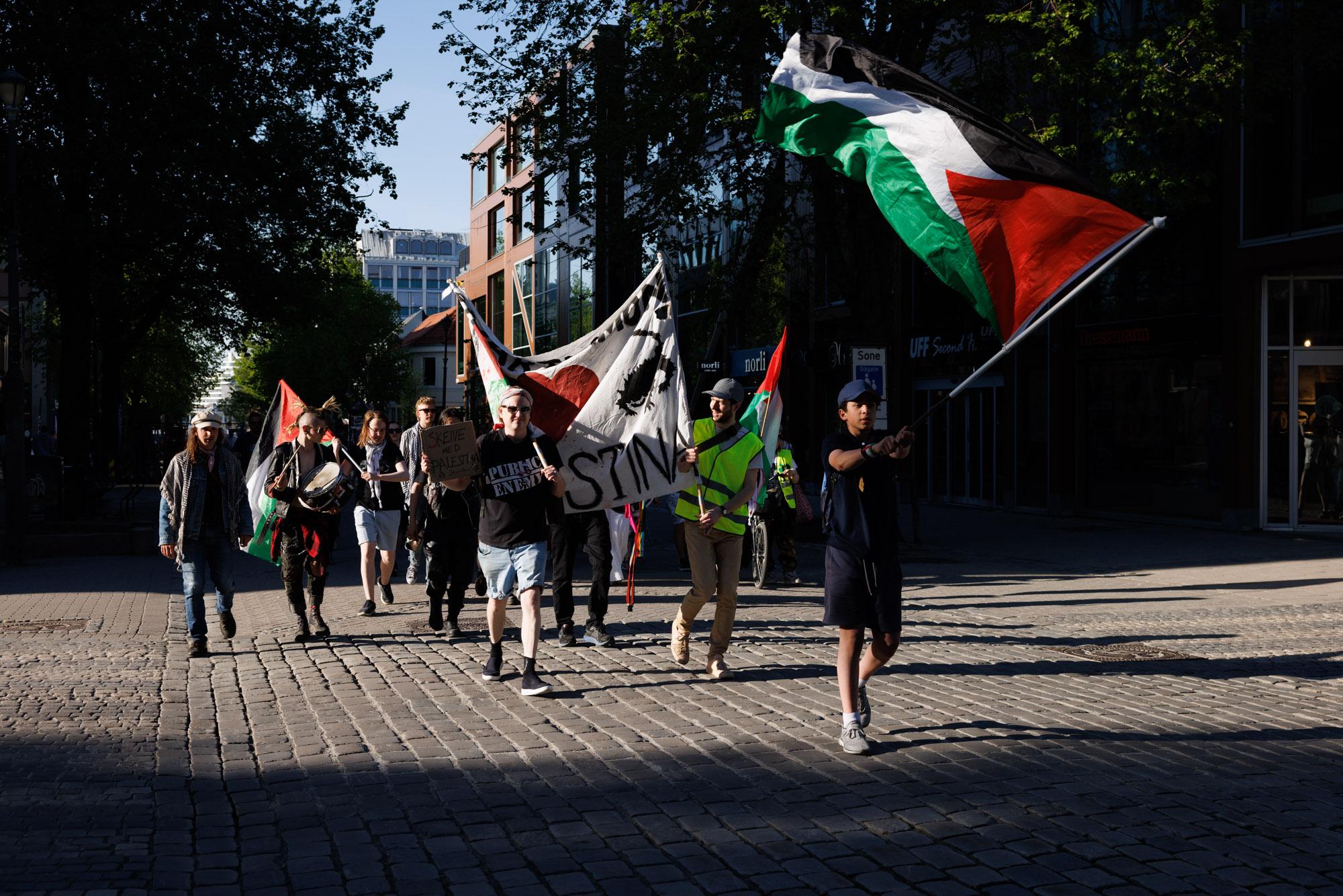 Nakba-markering i Trondheim, mur og protest på Torvet